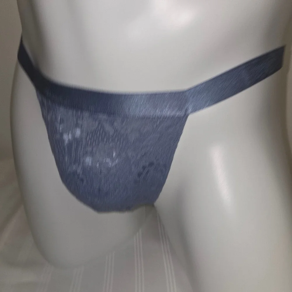 Cosabella Lace Mid-Rise Men's Thong Stretch Italian Blue Diamond Underwear L